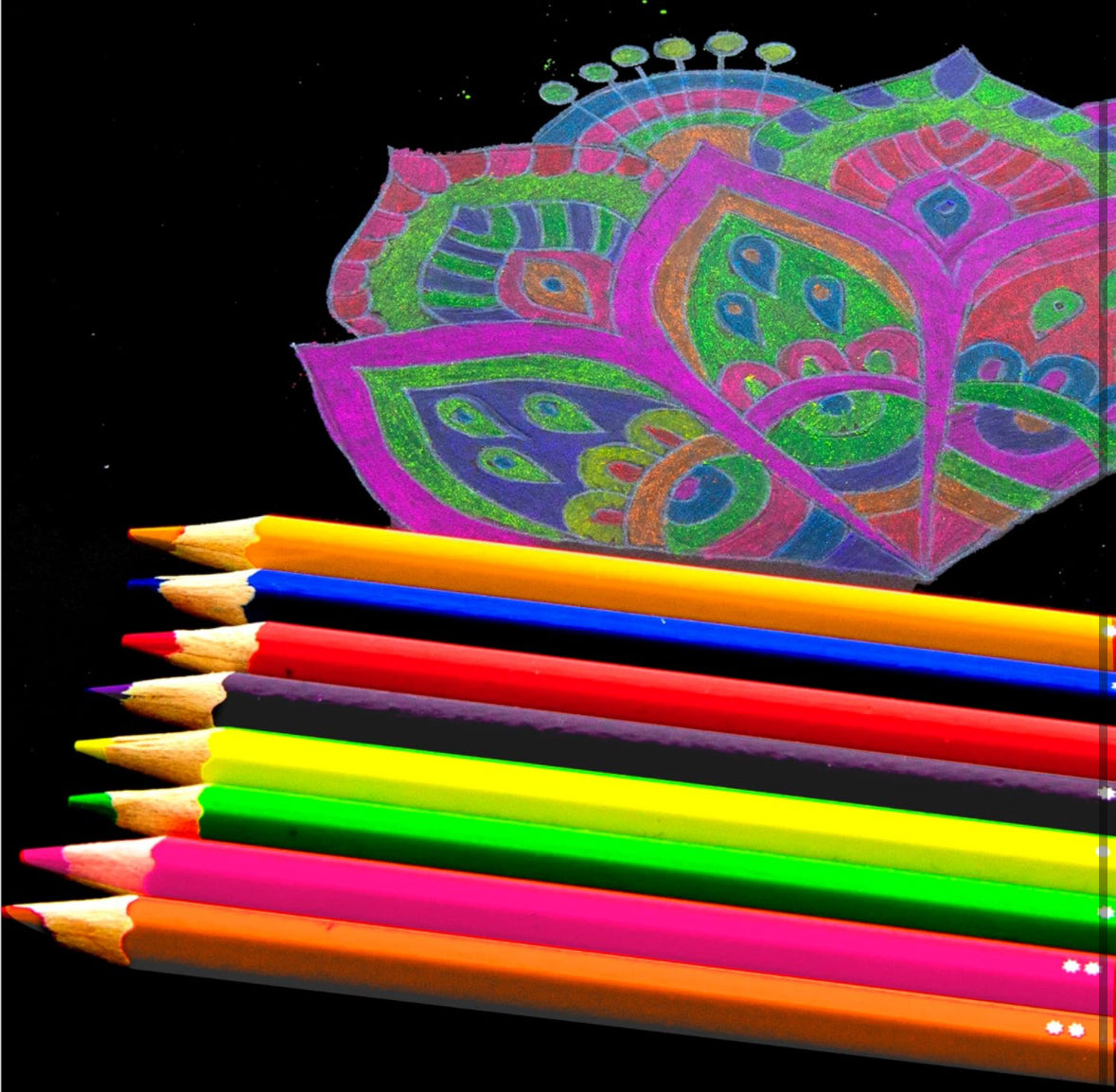 BAZIC - Lápices de colores, 8 colores neón, juego de lápices fluorescentes para dibujar arte, bocetos, regalo para artistas, adultos y niños (paquete de 8), 1 paquete